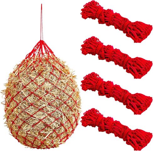 4 Pcs Slow Feed Hay Net Hay Feeder Hay Bag Hay Net for Horses Slow Feeder Haynet 40 Inch Length with 2 Inch Holes Hanging Horse Feed Net for Horses Goat Cattle Equine Stalls Barn Supplies (Black) in Kuwait