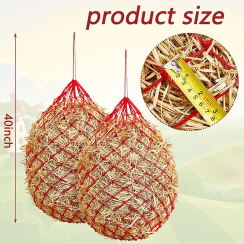 4 Pcs Slow Feed Hay Net Hay Feeder Hay Bag Hay Net for Horses Slow Feeder Haynet 40 Inch Length with 2 Inch Holes Hanging Horse Feed Net for Horses Goat Cattle Equine Stalls Barn Supplies (Black) in Kuwait