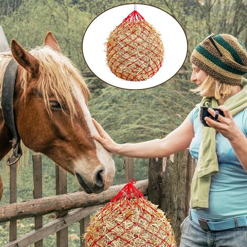 4 Pcs Slow Feed Hay Net Hay Feeder Hay Bag Hay Net for Horses Slow Feeder Haynet 40 Inch Length with 2 Inch Holes Hanging Horse Feed Net for Horses Goat Cattle Equine Stalls Barn Supplies (Black) in Kuwait