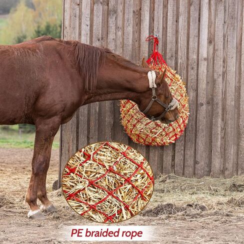 4 Pcs Slow Feed Hay Net Hay Feeder Hay Bag Hay Net for Horses Slow Feeder Haynet 40 Inch Length with 2 Inch Holes Hanging Horse Feed Net for Horses Goat Cattle Equine Stalls Barn Supplies (Black) in Kuwait