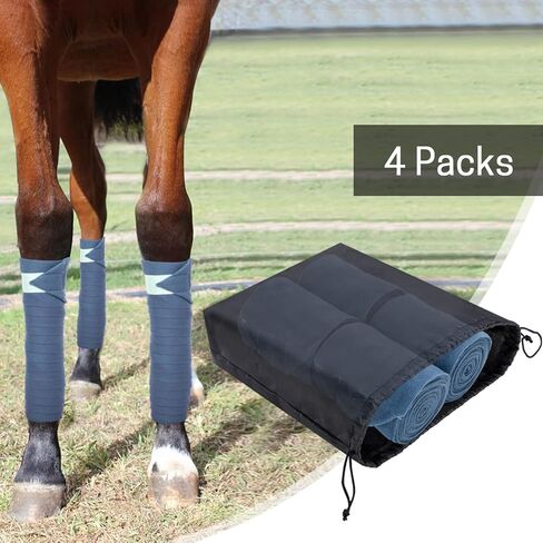 ZELARMAN Polo Leg Wraps، مجموعة من 4 أغطية بولو للخيول، ضمادات ساق الحصان، أغطية ساق الحصان من الصوف القطبي للفارس، الفروسية، مدرب الخيول in Kuwait
