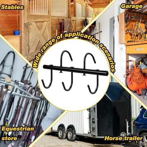 4 قطع من Hicarer رف أسود مع خطافات دوارة، خطافات لجام معلقة، منظم تعليق محمول، حامل حامل حصان لإكسسوارات مقطورة غرفة المماطلة in Kuwait