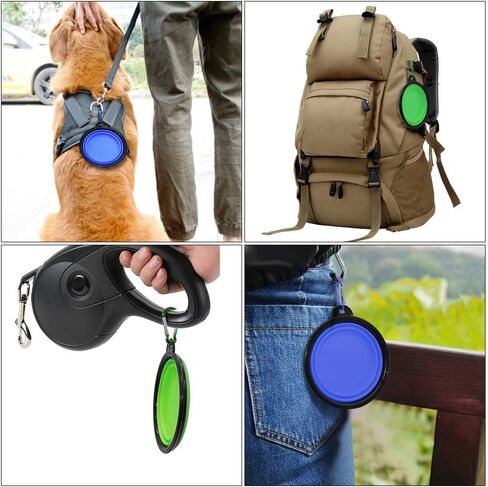 Dog Bowl Pet Collapsible Bowls, 2 Pack for Cats Dogs, Portable Pet Feeding Watering Dish for Walking Parking Traveling with 2 Carabiners (Small, Blue+Green) in Saudi Arabia