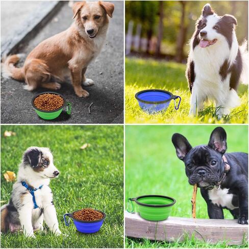 Dog Bowl Pet Collapsible Bowls, 2 Pack for Cats Dogs, Portable Pet Feeding Watering Dish for Walking Parking Traveling with 2 Carabiners (Small, Blue+Green) in Saudi Arabia