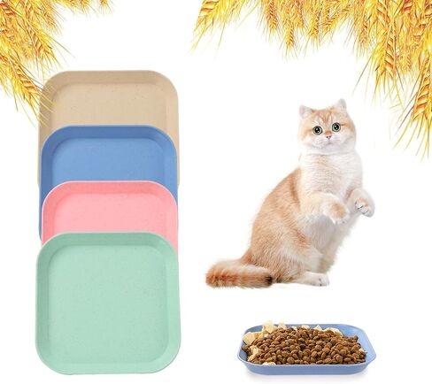 Cat Food Bowl Set, 6 inch Wide Shallow Cat Bowl for Relief Whisker Fatigue,Small Flat Cat Dish, Shallow Pet Feeding Dish or Plate for Cats and Small Dogs (4Pcs) in Saudi Arabia