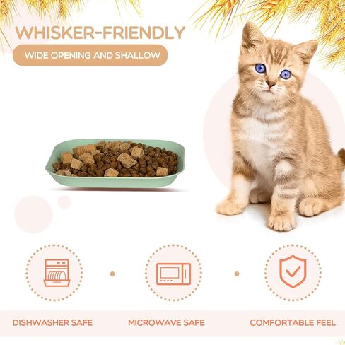 Cat Food Bowl Set, 6 inch Wide Shallow Cat Bowl for Relief Whisker Fatigue,Small Flat Cat Dish, Shallow Pet Feeding Dish or Plate for Cats and Small Dogs (4Pcs) in Saudi Arabia