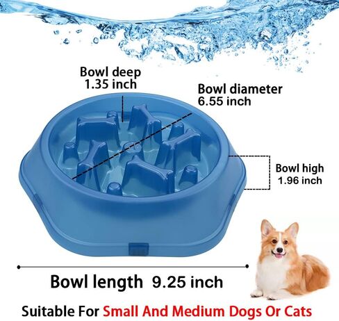 CAISHOW Slow Feeder Dog Bowls 2Pcs Puzzle Dog Bowls, Non Slip Interactive Dog Feeding Bowls Slow Down Eating, Bloat Stop Maze Dog Dishes for Small Medium Size Dogs(Set Blue Pink) in Saudi Arabia