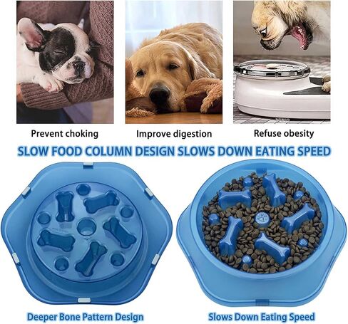 CAISHOW Slow Feeder Dog Bowls 2Pcs Puzzle Dog Bowls, Non Slip Interactive Dog Feeding Bowls Slow Down Eating, Bloat Stop Maze Dog Dishes for Small Medium Size Dogs(Set Blue Pink) in Saudi Arabia