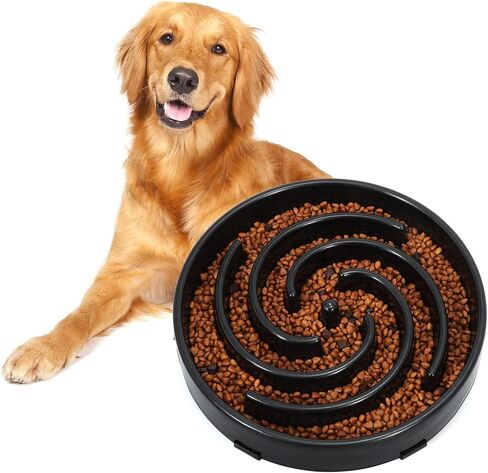 Slow Feeder Dog Bowls for Large Medium Dog Non Slip Maze Puzzle Bowl Pet Slower Food Feeding Dishes Interactive Bloat Stop Preventing Choking Healthy Dog Bowl, Black in Kuwait