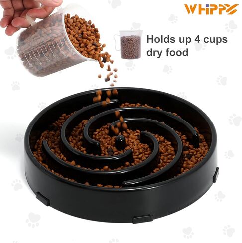 Slow Feeder Dog Bowls for Large Medium Dog Non Slip Maze Puzzle Bowl Pet Slower Food Feeding Dishes Interactive Bloat Stop Preventing Choking Healthy Dog Bowl, Black in Kuwait