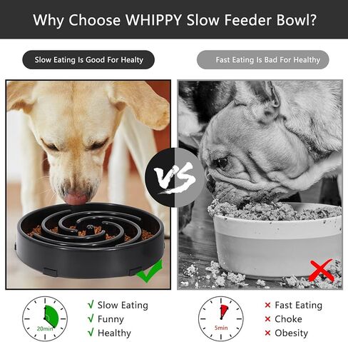 Slow Feeder Dog Bowls for Large Medium Dog Non Slip Maze Puzzle Bowl Pet Slower Food Feeding Dishes Interactive Bloat Stop Preventing Choking Healthy Dog Bowl, Black in Kuwait