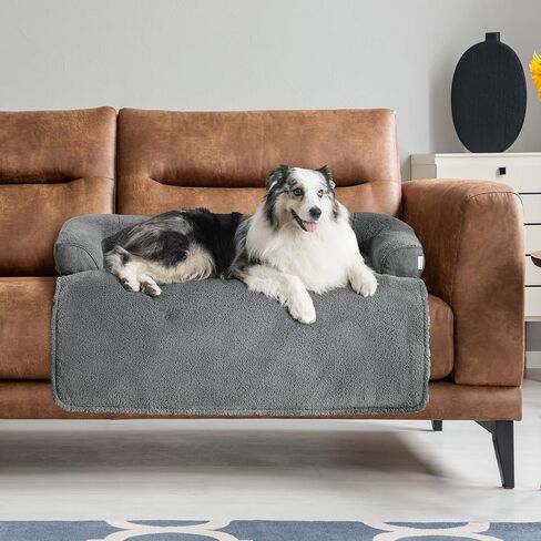 Lesure Calming Dog Couch Bed, Waterproof Dog Sofa Bed for Furniture Protector with Memory Foam Filling and Anti-Slip Handle, Removable Washable Pet Mat Cover, Dark Grey in Saudi Arabia