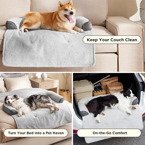 Lesure Calming Dog Couch Bed, Waterproof Dog Sofa Bed for Furniture Protector with Memory Foam Filling and Anti-Slip Handle, Removable Washable Pet Mat Cover, Dark Grey in Saudi Arabia