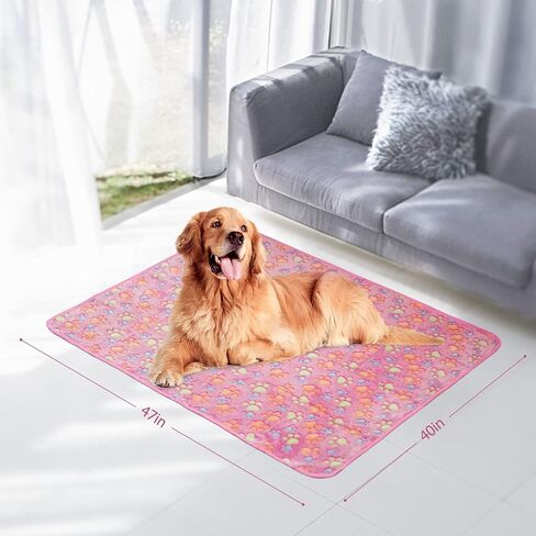 Comsmart Dog Blankets for Dog and Cat, Cute Paw Print Dog Bed Blanket, Soft Warm Fleece Throw Pet Blanket for Small Medium Large Dog, Puppy, Kitten, Guinea Pig (Brown/Pink/White, 1 Pack 3, 24 * 32in) in Kuwait