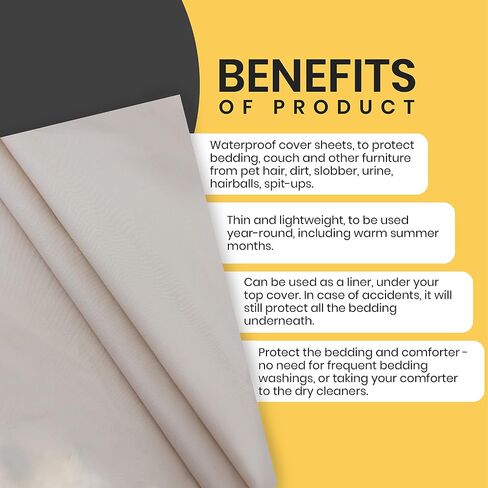 Thin Reversible Waterproof Protective Bed Cover (King Size, 100 x 96 inch), for Pets, Babies; Incontinence, Dirt, Drool in Kuwait