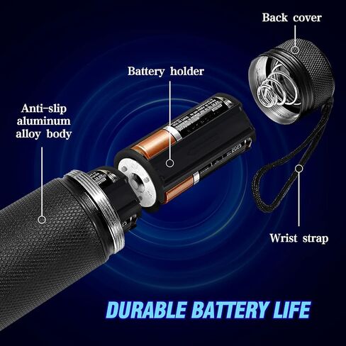 مصباح يدوي للأشعة فوق البنفسجية من Whaply Black Light، 51 مصباح LED Blacklight كاشف بول للحيوانات الأليفة 395 نانومتر مع 3 بطاريات AA لبول القطط والبقع وحشرات السرير (أسود) in Kuwait