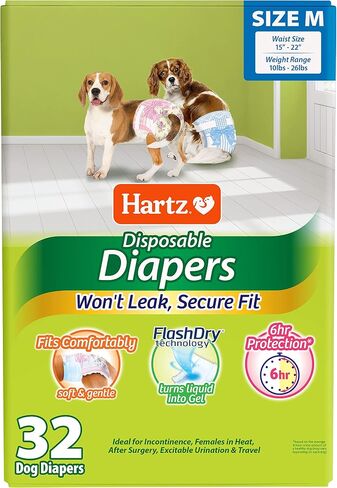 Hartz Disposable Dog Diapers, Size S 36 count, Comfortable & Secure Fit, Easy to Put On in Saudi Arabia