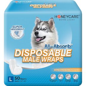 HONEY CARE All-Absorb A26 Male Dog Wrap, 50 Count, Small