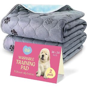 Super Absorbent Washable Pee Pads for Dogs - 2-Pack Superior Reusable Puppy Pads Pet Training Pads –100% Waterproof Dog Pee Pad Protects Against Urine Leakage Non-Slip Grip Prevents Slipping& Bunching