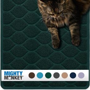 Mighty Monkey Waterproof BPA Free Cat Litter Box Trapping Mat, Easy Clean Floors, Textured Backing, Soft on Sensitive Kitty Paws, Cats Accessories, Less Waste, Stays in Place, 24x17, Chocolate