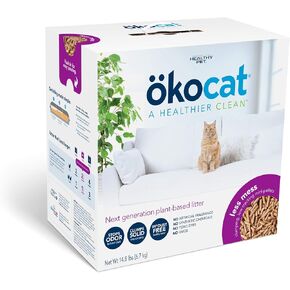 ökocat أقل فوضى من الخشب الطبيعي المتكتل لفضلات القطط الصغيرة، رائعة للسلالات ذات الشعر الطويل، متوسطة، 14.8 رطل.