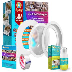 FuzzyMilky Cat Toilet Training System 2022 - Teach Cat to Use Toilet Cat Toilet Training Kit with Cat Calming Spray in Kuwait