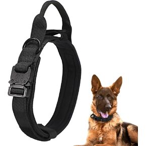 Dog Tactical Collar Military Dog Training Collar Control Handle and Heavy Metal Buckle for Medimum Large Dog Training Behavior Aids Brown L