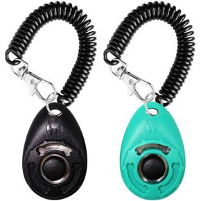 OYEFLY Dog Training Clicker with Wrist Strap Durable Lightweight Easy to Use, Pet Training Clicker for Cats Puppy Birds Horses. Perfect for Behavioral Training 2-Pack (Black and Water Lake Blue) in Saudi Arabia