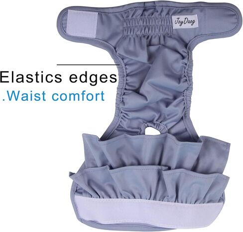 JoyDaog 3 Pack Small Dog Diapers for Female Reusable Premium Jean Puppy Wrap,Black XS in Saudi Arabia