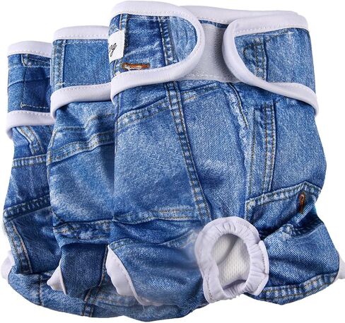 JoyDaog 3 Pack Small Dog Diapers for Female Reusable Premium Jean Puppy Wrap,Black XS in Saudi Arabia