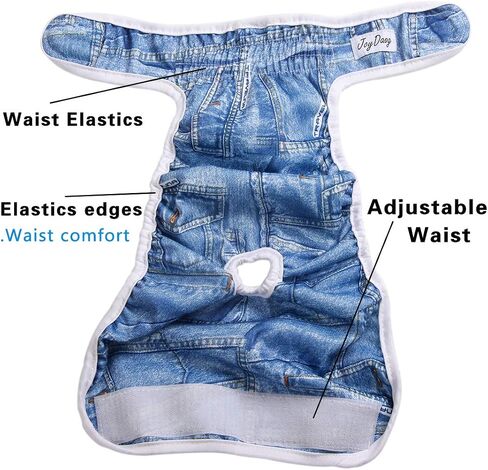 JoyDaog 3 Pack Small Dog Diapers for Female Reusable Premium Jean Puppy Wrap,Black XS in Saudi Arabia