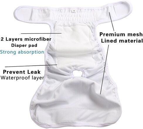 JoyDaog 3 Pack Small Dog Diapers for Female Reusable Premium Jean Puppy Wrap,Black XS in Saudi Arabia