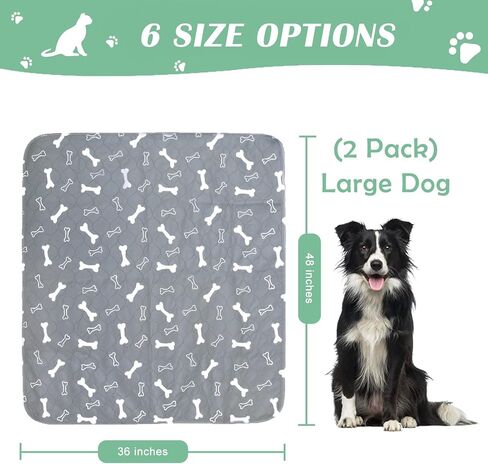 Washable Pee Pads for Dogs, Large 2 Pack 36"x48" Dog Pee Pads Washable, Waterproof Puppy Pads Mat Reusable Fast Absorbent Dog Potty Training Pads, Whelping Pads for Playpen Crate in Saudi Arabia