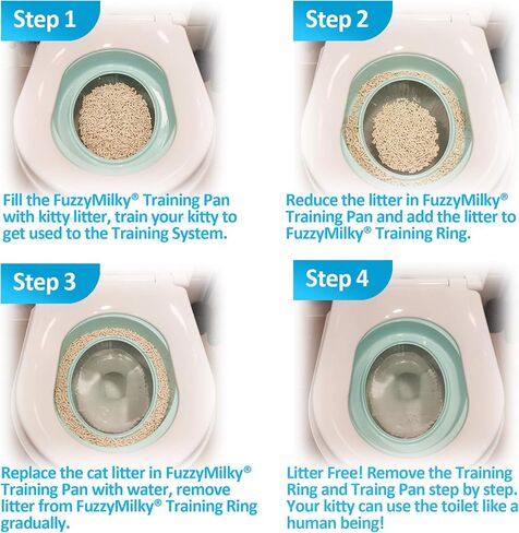 FuzzyMilky Cat Toilet Training System 2022 - Teach Cat to Use Toilet Cat Toilet Training Kit with Cat Calming Spray in Kuwait