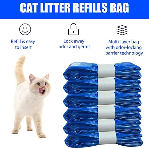 حقيبة إعادة تعبئة فضلات القطط متوافقة مع خرطوشة إعادة التعبئة للتخلص من فضلات القطط القياسية وPlus Genie، حقيبة إعادة تعبئة فضلات القطط العامة، خرطوشة إعادة التعبئة الأصلية غير متضمنة (6 عبوات) in Kuwait