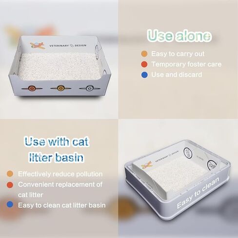 4 عبوات من صناديق فضلات القطط للاستعمال مرة واحدة بطبقة مزدوجة مقاومة للماء ومناسبة للسفر، صديقة للبيئة وصحية، 14.8 × 11.6 × 4.7 انش in Kuwait