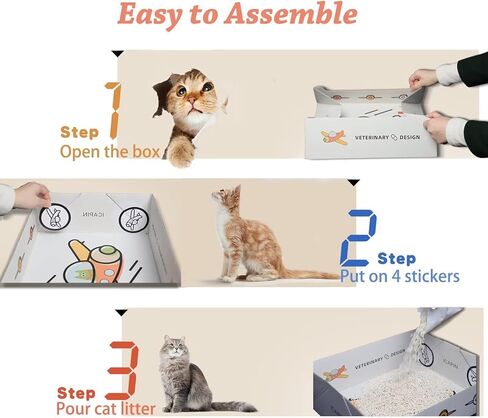 4 عبوات من صناديق فضلات القطط للاستعمال مرة واحدة بطبقة مزدوجة مقاومة للماء ومناسبة للسفر، صديقة للبيئة وصحية، 14.8 × 11.6 × 4.7 انش in Kuwait