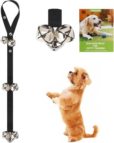 FOLKSMATE Leather Dog Door Bells for Potty Training, Big Brass Puppy Dog Door Bells Extra Loud for Dogs Training, Housebreaking, Door Knob, Dog Bell to Ring to Go Outside Puppy Pet Supplies Leather in Kuwait
