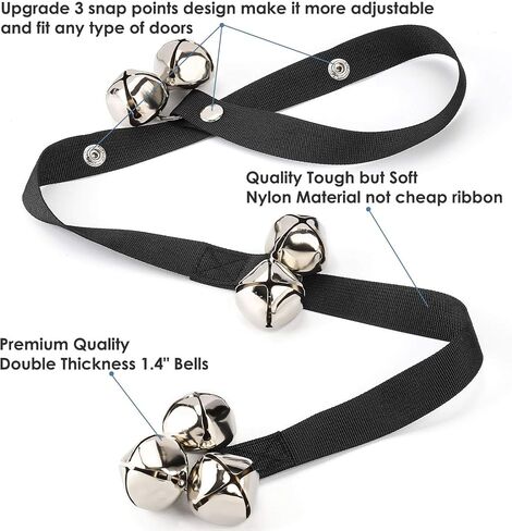 FOLKSMATE Leather Dog Door Bells for Potty Training, Big Brass Puppy Dog Door Bells Extra Loud for Dogs Training, Housebreaking, Door Knob, Dog Bell to Ring to Go Outside Puppy Pet Supplies Leather in Kuwait