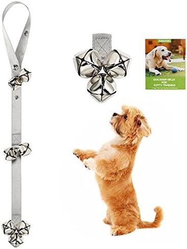 FOLKSMATE Leather Dog Door Bells for Potty Training, Big Brass Puppy Dog Door Bells Extra Loud for Dogs Training, Housebreaking, Door Knob, Dog Bell to Ring to Go Outside Puppy Pet Supplies Leather in Kuwait