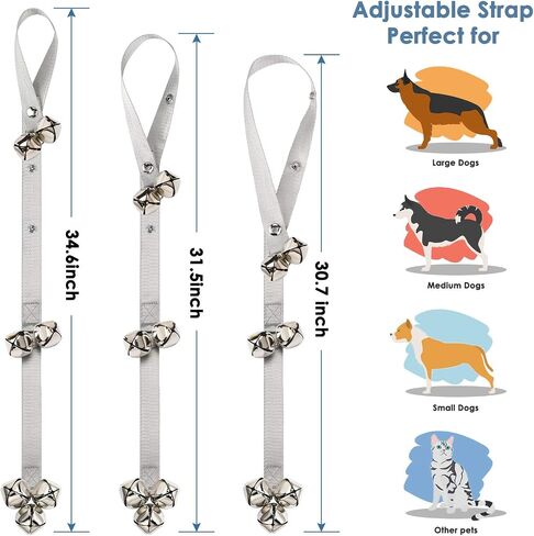 FOLKSMATE Leather Dog Door Bells for Potty Training, Big Brass Puppy Dog Door Bells Extra Loud for Dogs Training, Housebreaking, Door Knob, Dog Bell to Ring to Go Outside Puppy Pet Supplies Leather in Kuwait