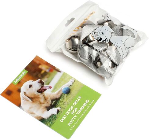 FOLKSMATE Leather Dog Door Bells for Potty Training, Big Brass Puppy Dog Door Bells Extra Loud for Dogs Training, Housebreaking, Door Knob, Dog Bell to Ring to Go Outside Puppy Pet Supplies Leather in Kuwait