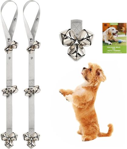 FOLKSMATE Leather Dog Door Bells for Potty Training, Big Brass Puppy Dog Door Bells Extra Loud for Dogs Training, Housebreaking, Door Knob, Dog Bell to Ring to Go Outside Puppy Pet Supplies Leather in Kuwait