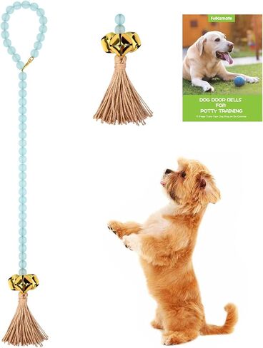 FOLKSMATE Leather Dog Door Bells for Potty Training, Big Brass Puppy Dog Door Bells Extra Loud for Dogs Training, Housebreaking, Door Knob, Dog Bell to Ring to Go Outside Puppy Pet Supplies Leather in Kuwait