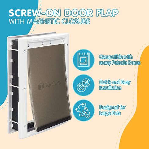 استبدال غطاء باب الكلب متوافق مع أبواب PetSafe Freedom للكلاب والقطط PAC11-11039 - كبير 16 7/8 بوصة × 10 1/8 بوصة غطاء باب للحيوانات الأليفة مع إغلاق مغناطيسي in Kuwait
