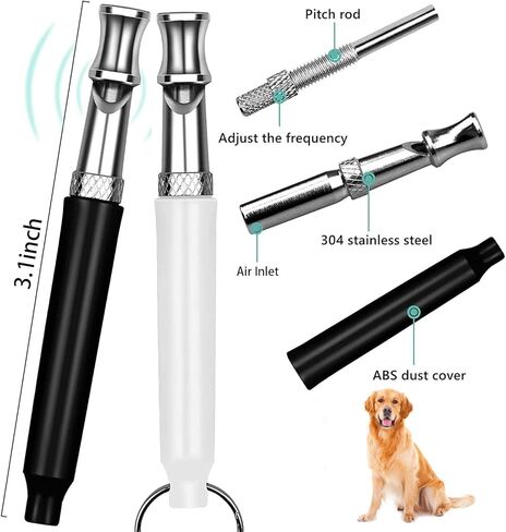 صفارة كلب من قطعتين، صفارة كلب من الفولاذ المقاوم للصدأ بالموجات فوق الصوتية لإيقاف نباح كلب الجيران، صفارة كلب قابلة للتعديل مع حزام حبل لجعل الكلاب تأتي إليك للتدريب وتدريب الكلاب ومساعدات السلوك in Kuwait