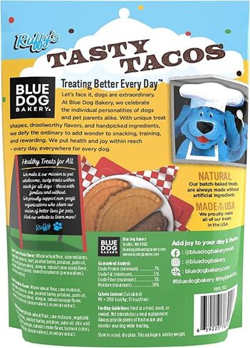 Blue Dog Bakery Tasty Tacos Snacks | Small, Soft Chicken, Beef, Pork Flavors | Natural Healthy Dog Treats | Ruffy's Food Trucks, 12 oz (Pack of 6) in Saudi Arabia