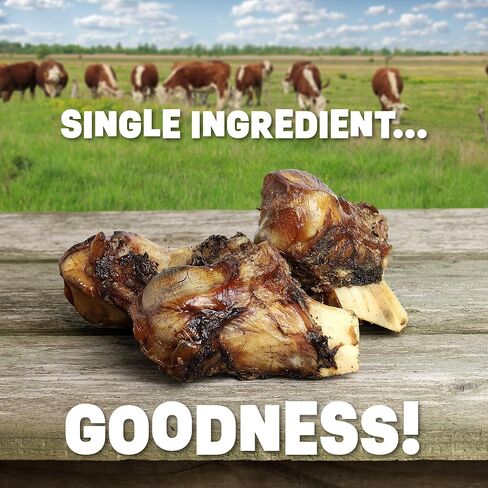 Dog-Bones-for-Aggressive-Chewers | Hickory Smoked Flavor 4" Beef Shank Knuckles | Dog-Bones-for-Medium-Dog | All Natural Dog Bone Treats Made in The USA - Individually Wrapped (3 Piece Pack) in Kuwait