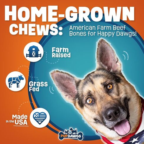 Dog-Bones-for-Aggressive-Chewers | Hickory Smoked Flavor 4" Beef Shank Knuckles | Dog-Bones-for-Medium-Dog | All Natural Dog Bone Treats Made in The USA - Individually Wrapped (3 Piece Pack) in Kuwait