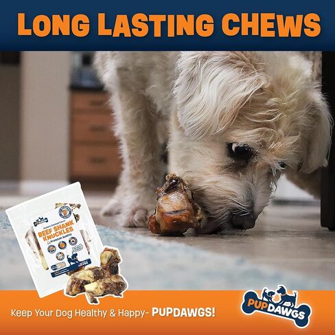 Dog-Bones-for-Aggressive-Chewers | Hickory Smoked Flavor 4" Beef Shank Knuckles | Dog-Bones-for-Medium-Dog | All Natural Dog Bone Treats Made in The USA - Individually Wrapped (3 Piece Pack) in Kuwait